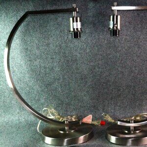 2X Adesso Table Lamp – Brushed Steel Modern Desk Light | Fixed Arm, Sleek Design